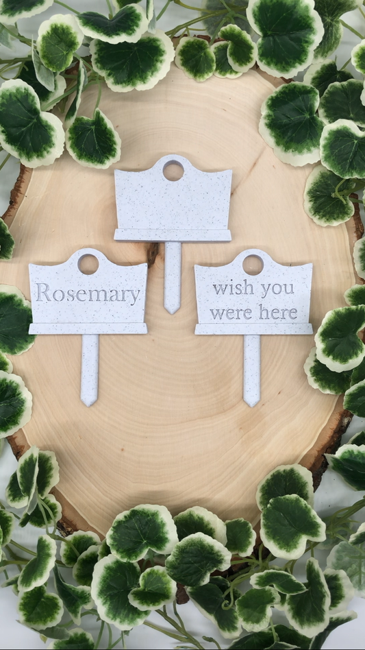 Rosemary Headstone Plant Marker (Wish You Were Here)