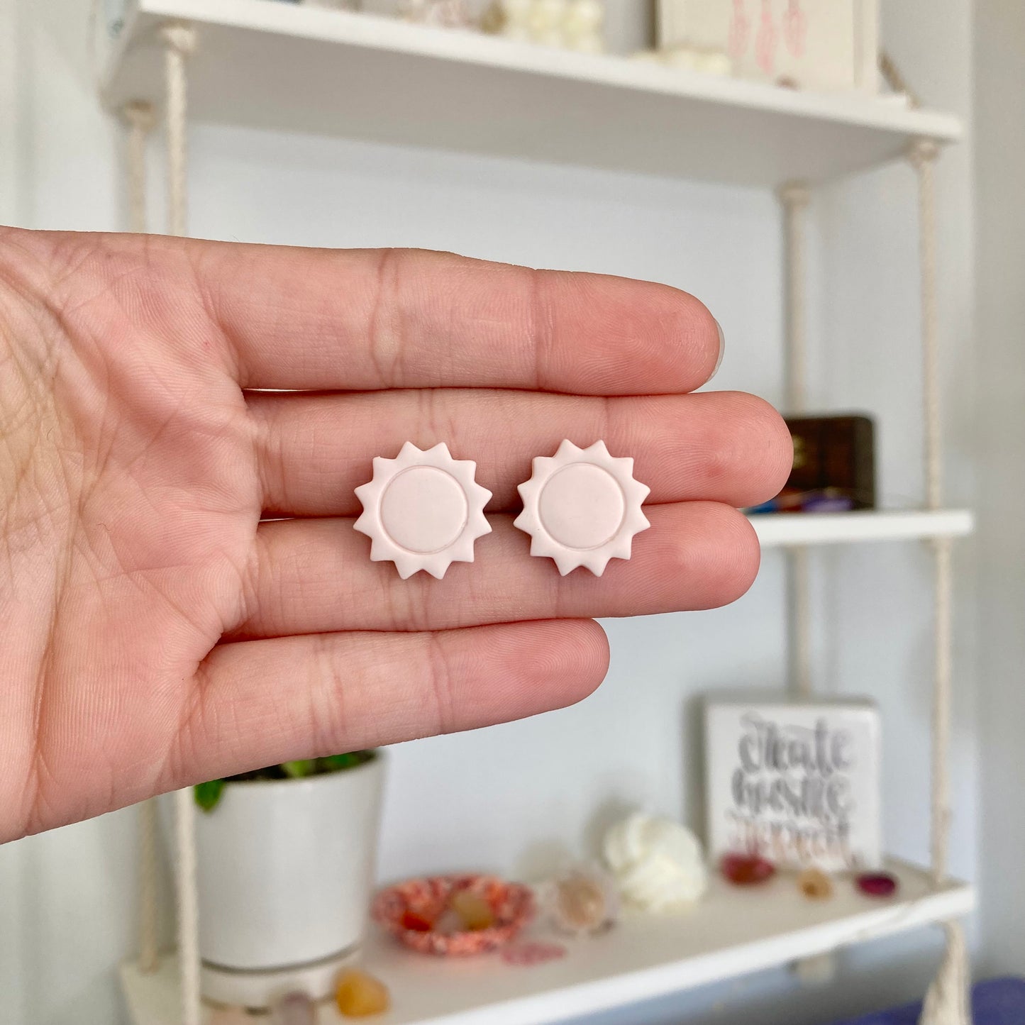 Mini Sun Studs in Pink