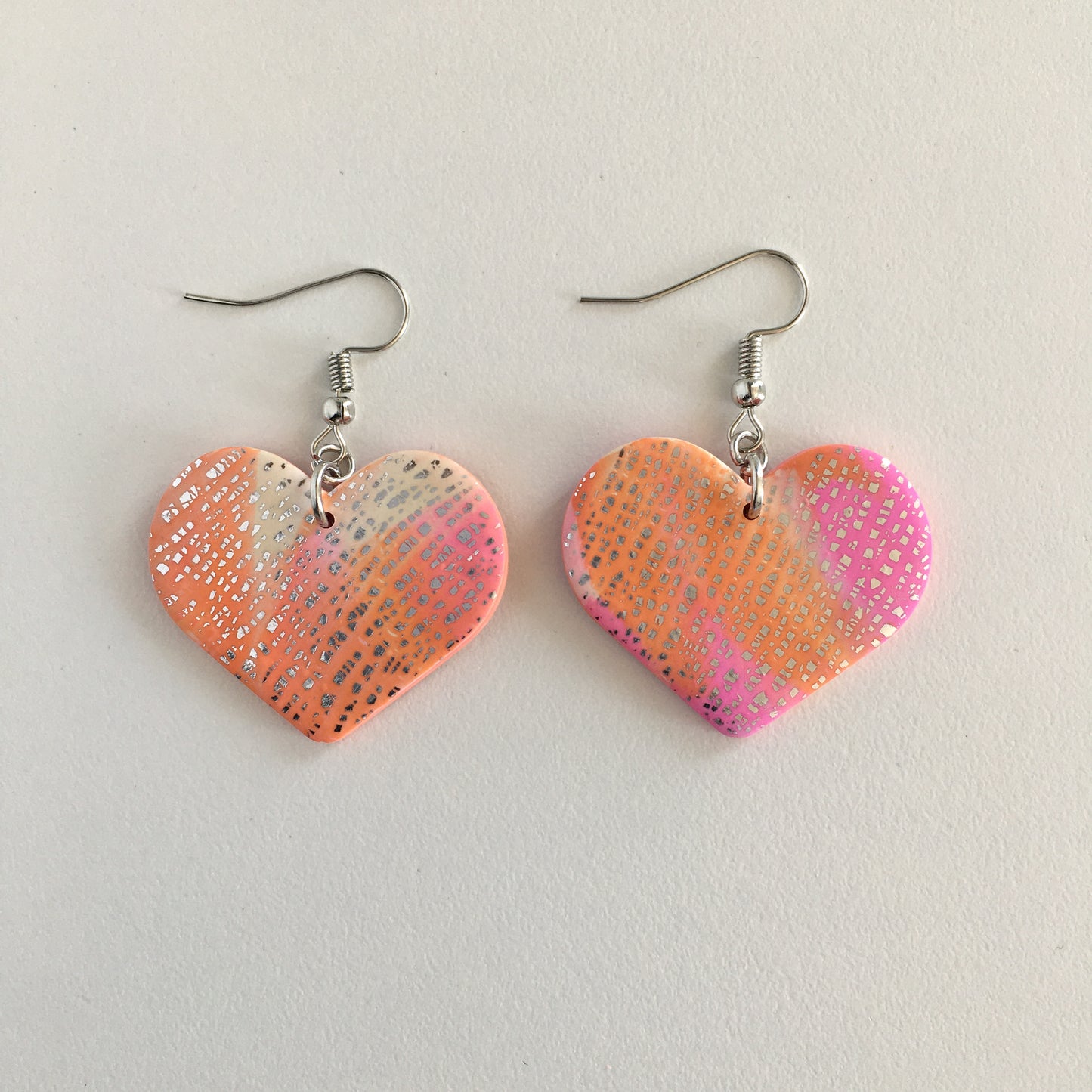 Pink And Orange Marbled Earrings