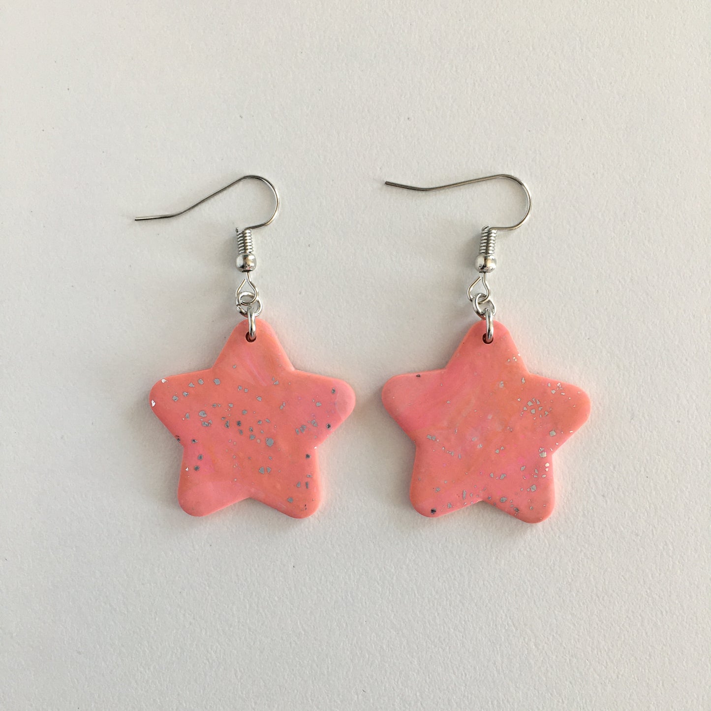 Pink And Orange Marbled Earrings