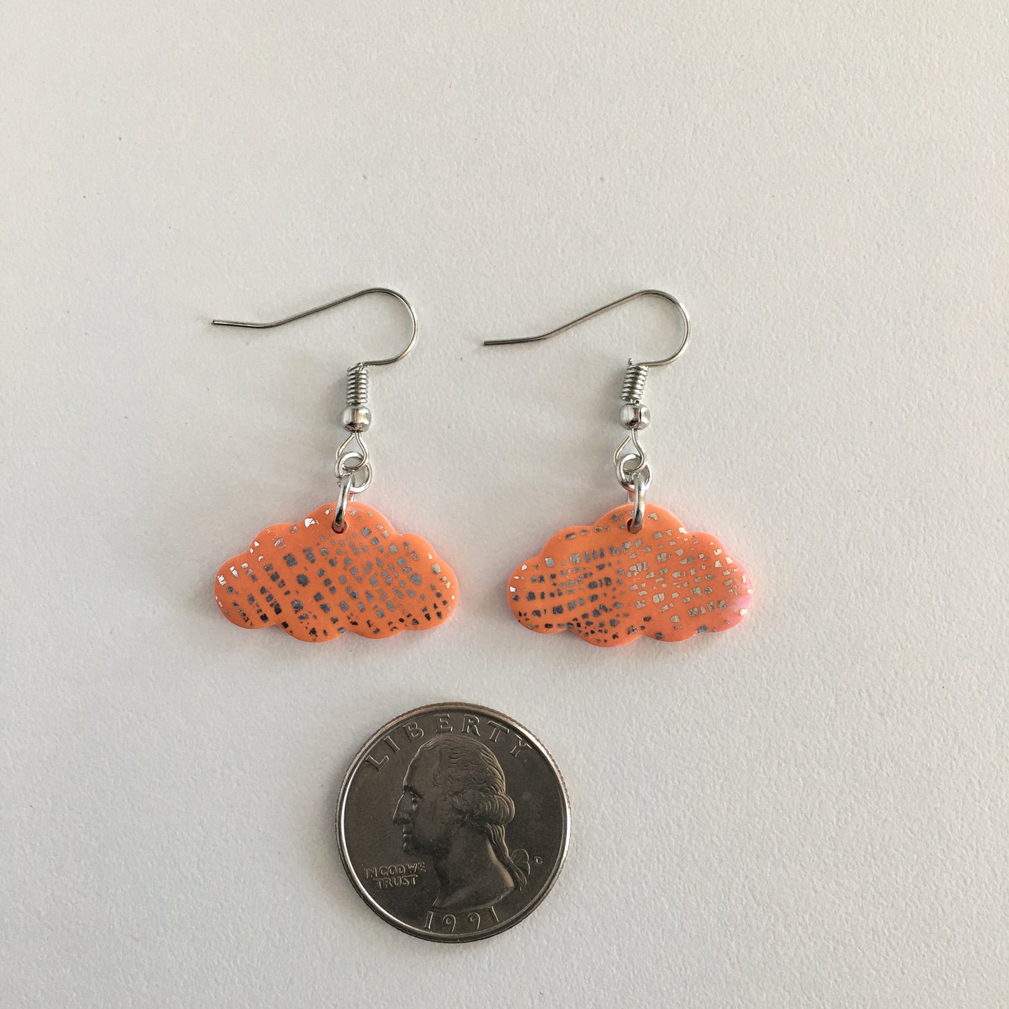 Pink And Orange Marbled Earrings