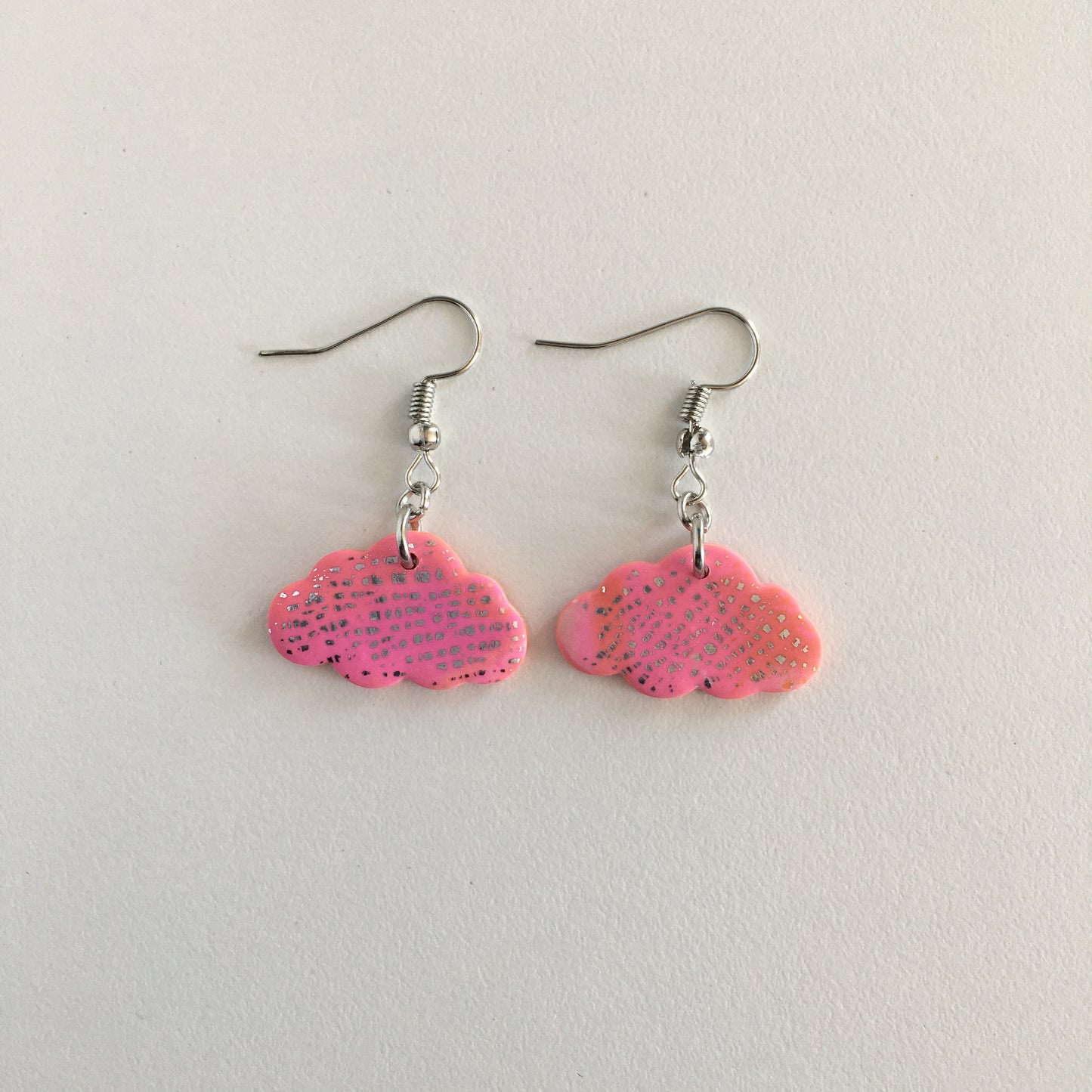Pink And Orange Marbled Earrings