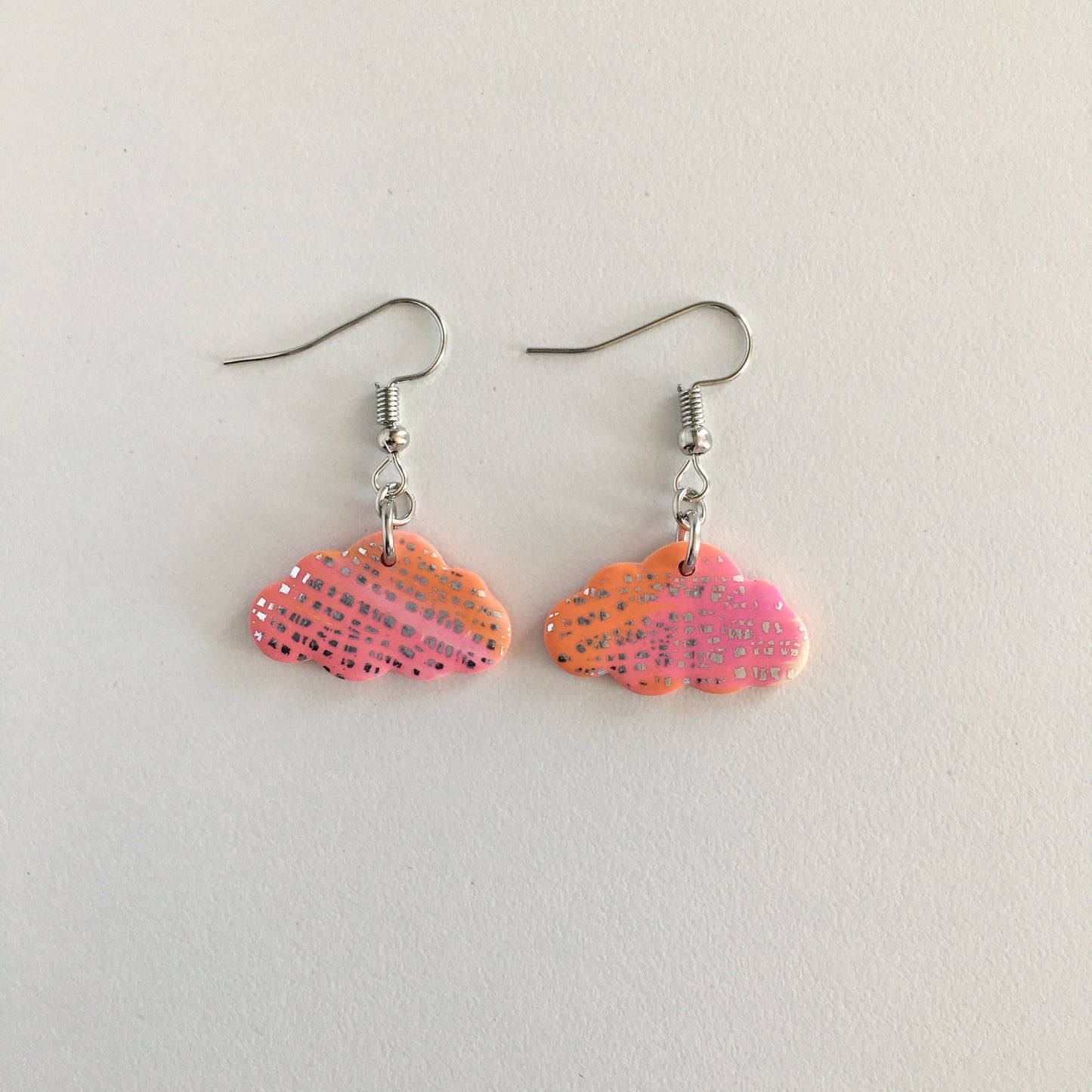 Pink And Orange Marbled Earrings