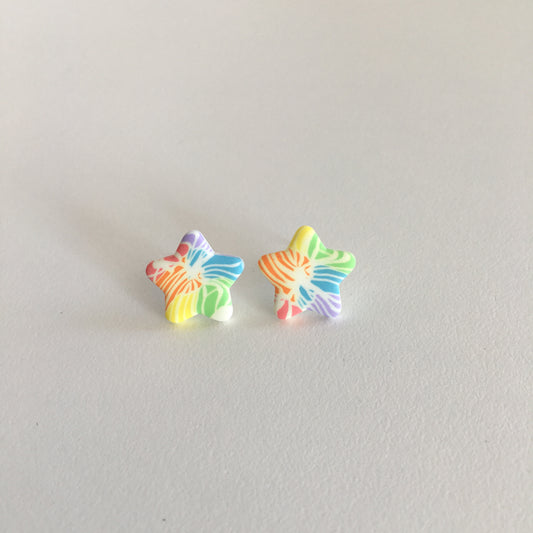 Rainbow Tie Dye Stud Earrings