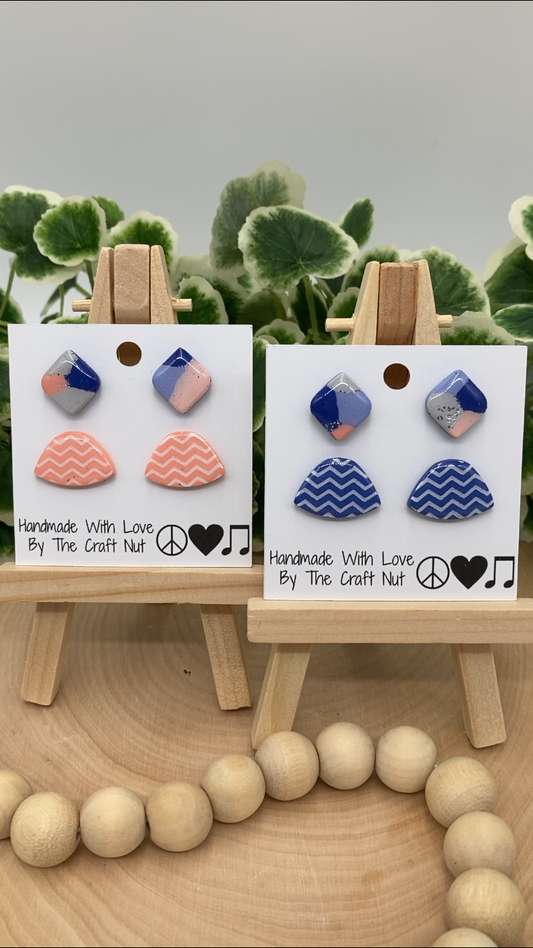 Nautical Earring Stud Pack - 2 clay earrings