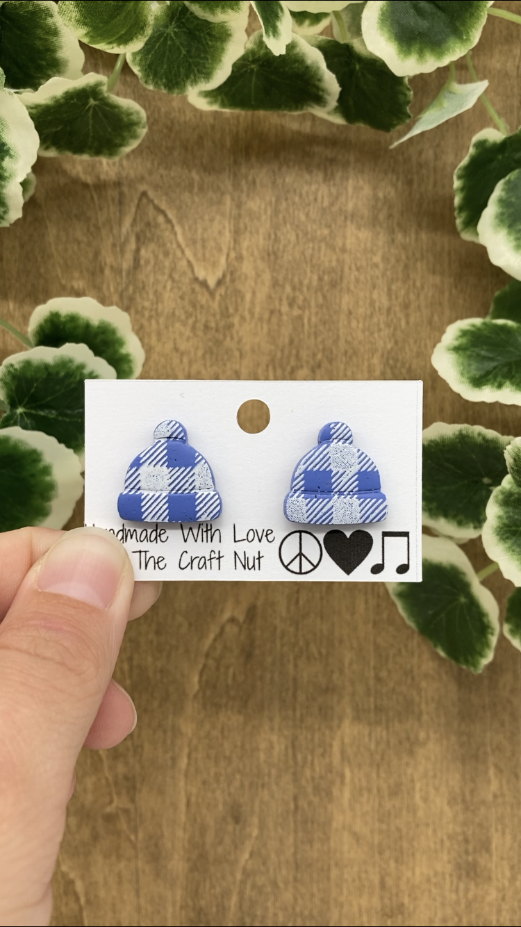 Fall Flannel/Plaid Hat & Mitten Studs