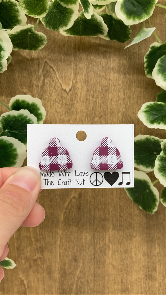 Fall Flannel/Plaid Hat & Mitten Studs