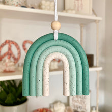 Load image into Gallery viewer, Green Ombre Mini Macramé Rainbow With Sand from Sunset Beach in Oregon Wall Hanging
