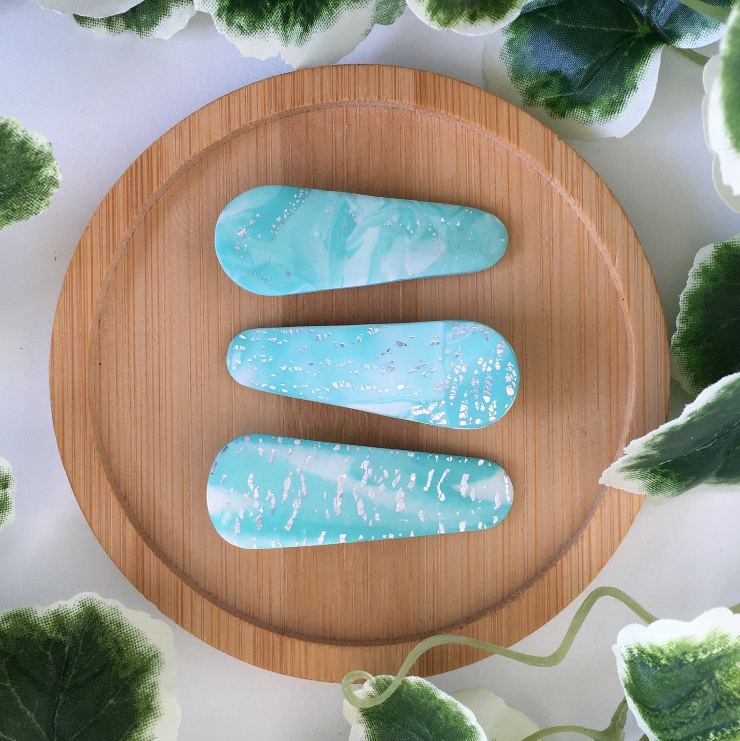 Teal Marble Hairclip
