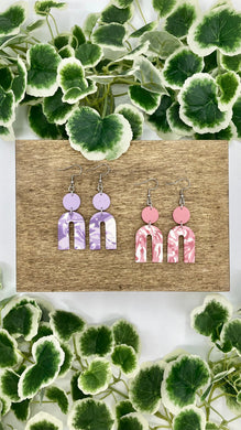 Pink & Purple Ombre Marbled Earrings