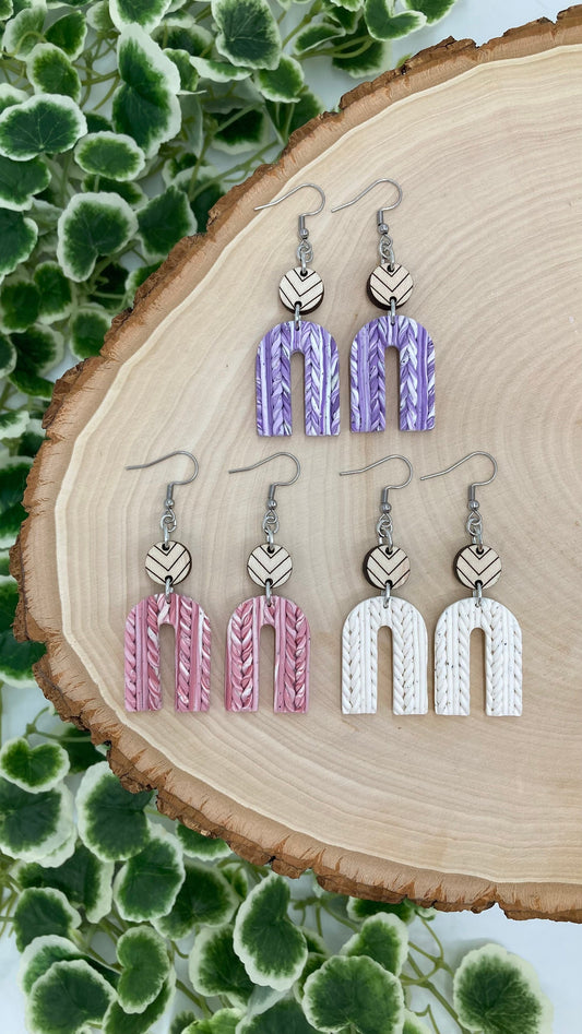 Ombre Knit Sweater With Wood Accent Dangles