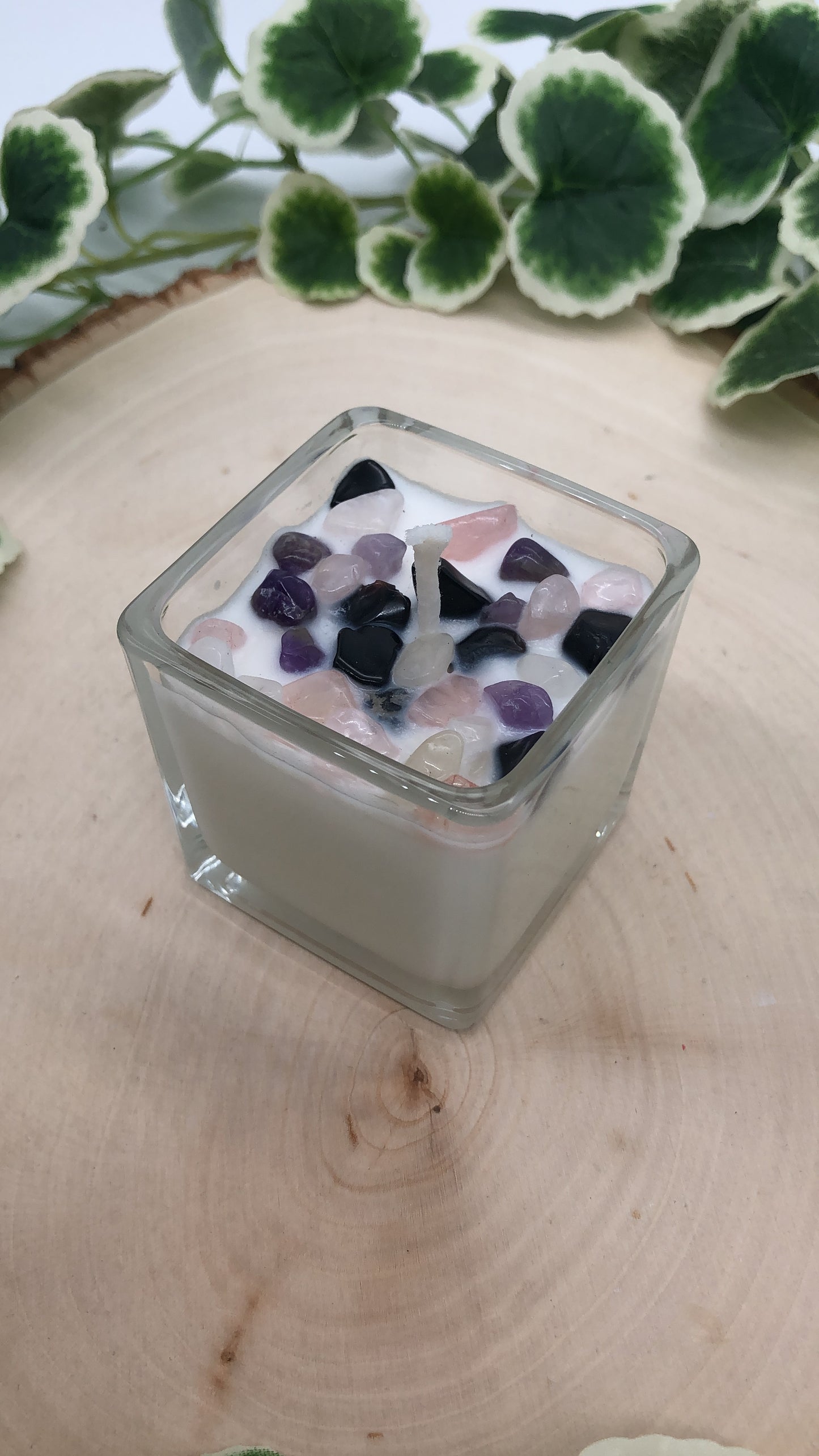 Square Full Moon Crystal Candle