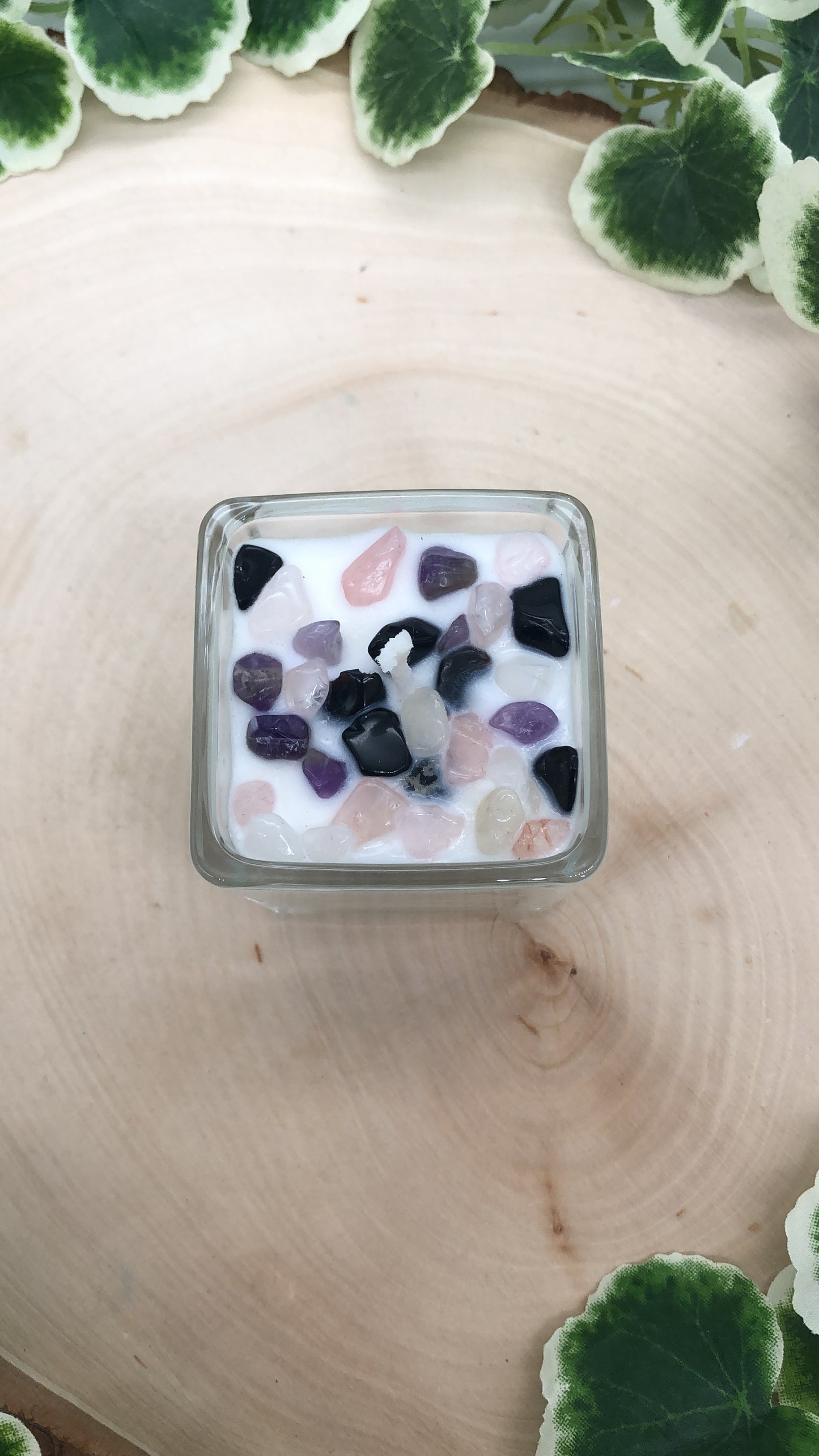 Square Full Moon Crystal Candle