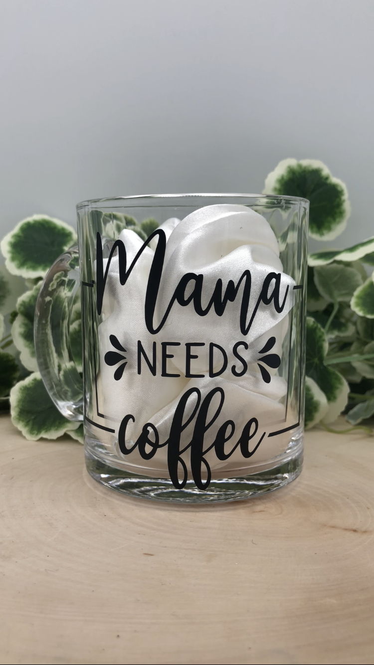 Mama Needs Coffee Glass Mug