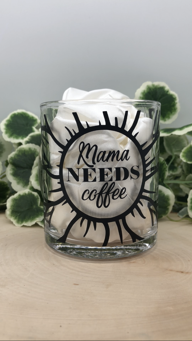 Mama Needs Coffee Sunflower Glass Mug