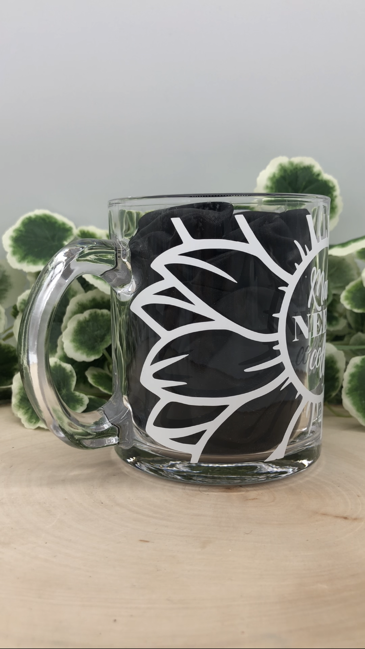 Mama Needs Coffee Sunflower Glass Mug