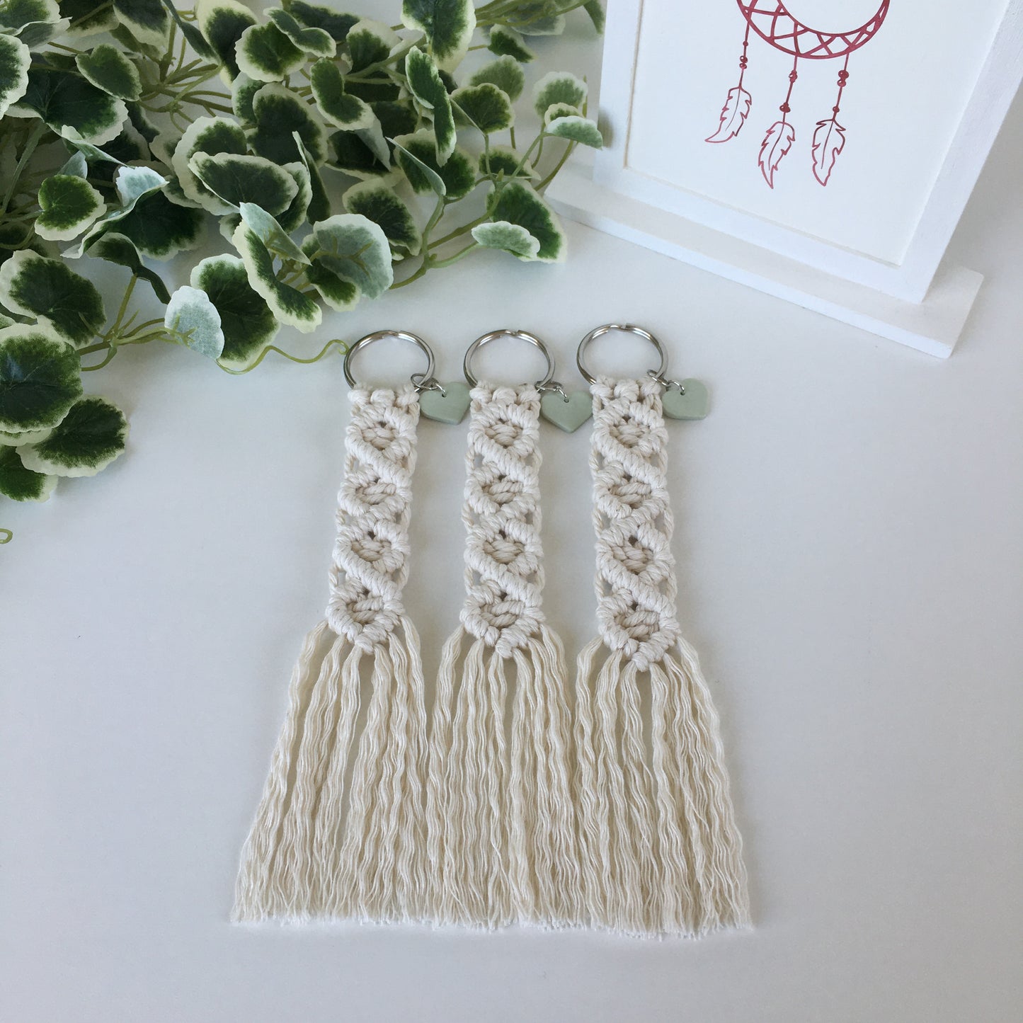 Macrame Keychain with Heart Bead