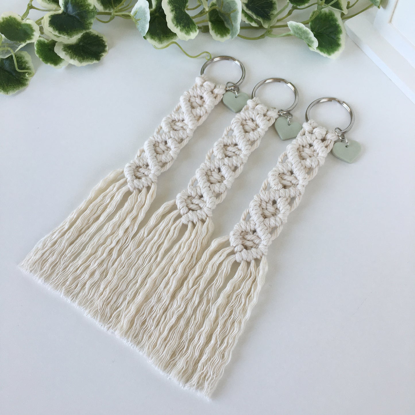 Macrame Keychain with Heart Bead