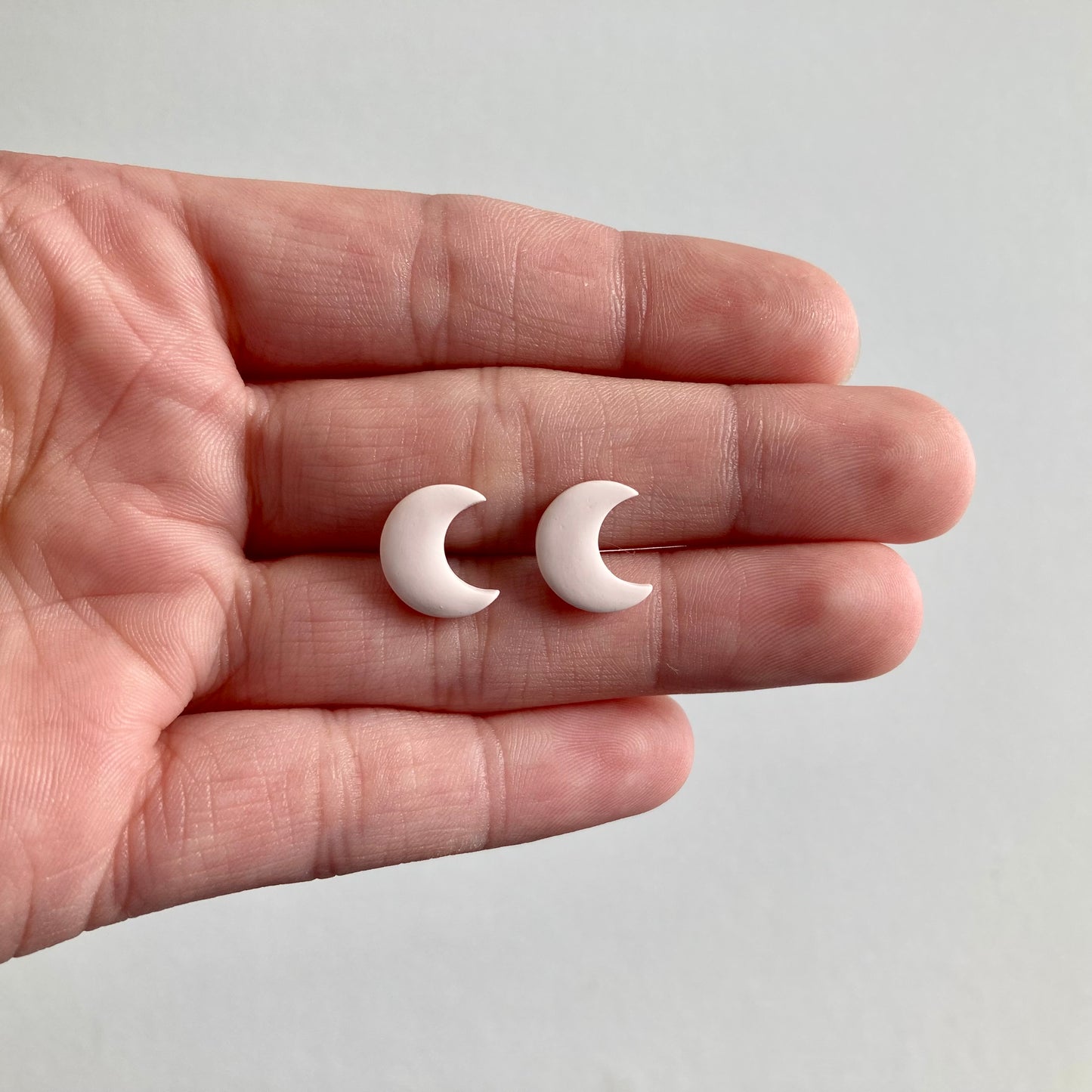 Mini Moon Studs in Pink