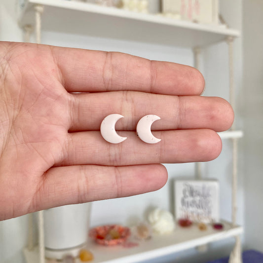 Mini Moon Studs in Pink