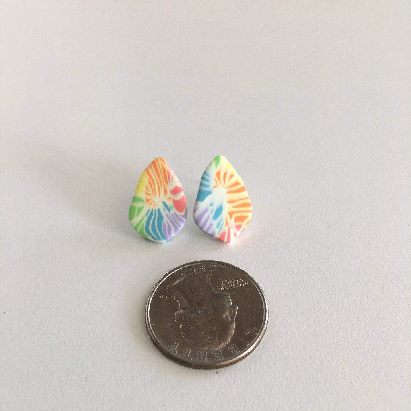 Rainbow Tie Dye Stud Earrings