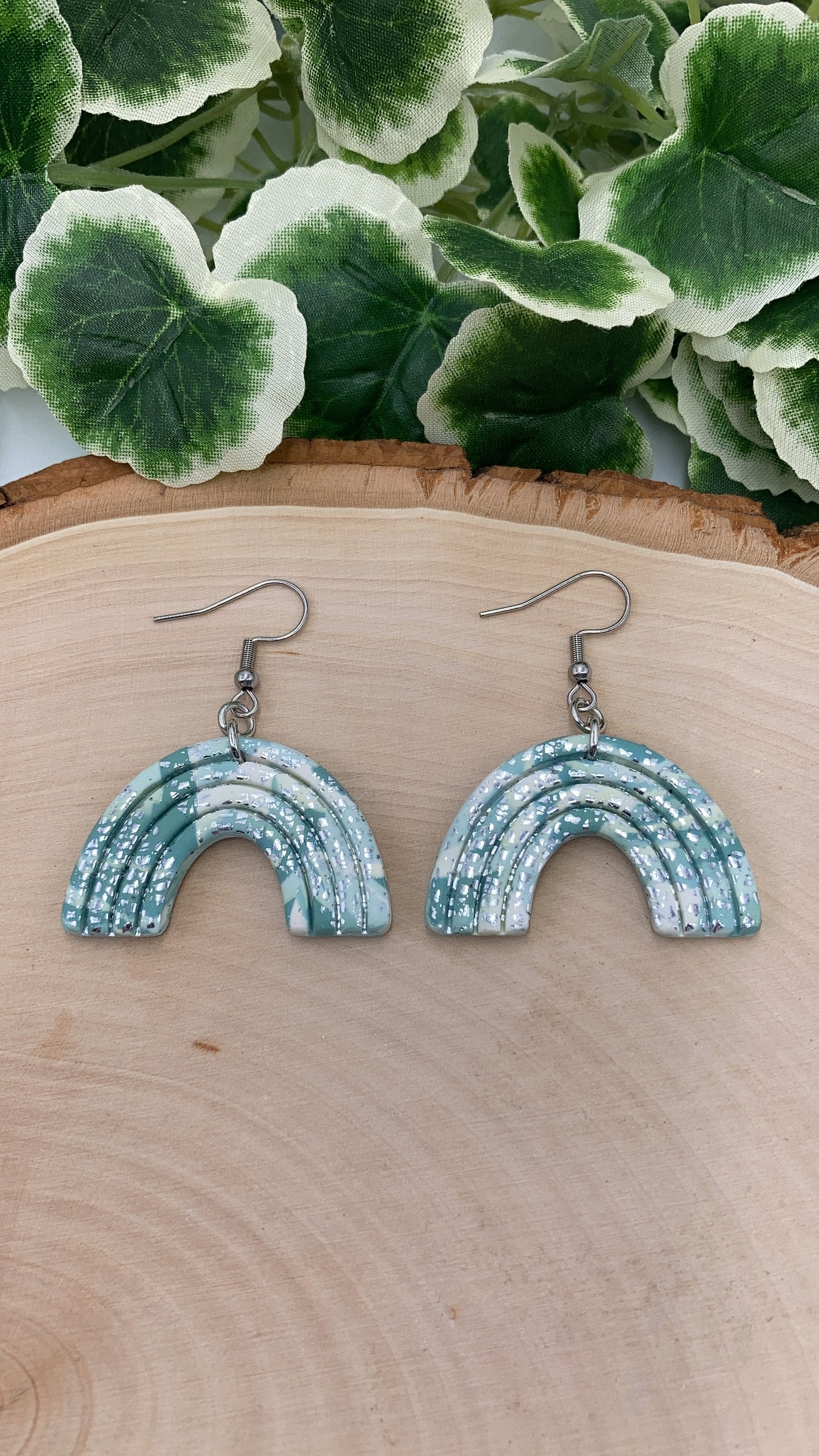 Embossed Marbled Rainbow Earrings