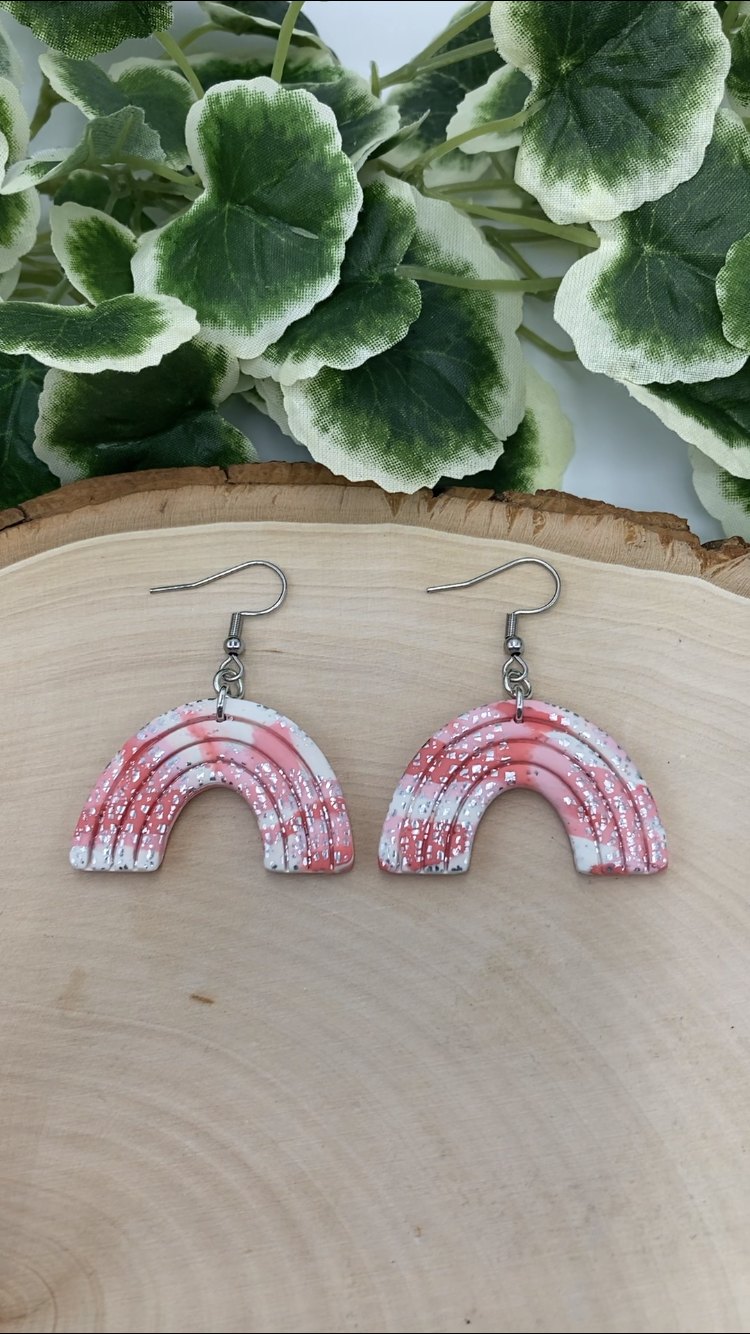 Embossed Marbled Rainbow Earrings