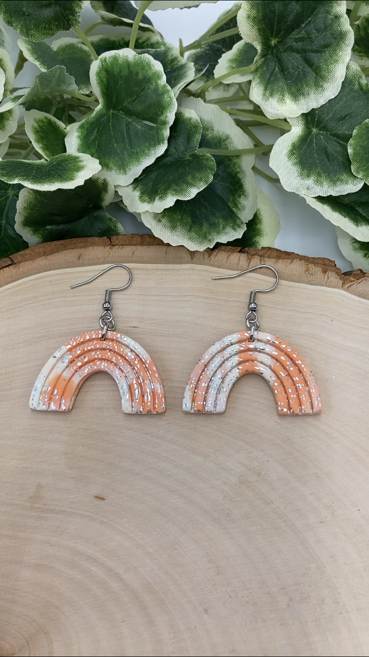 Embossed Marbled Rainbow Earrings