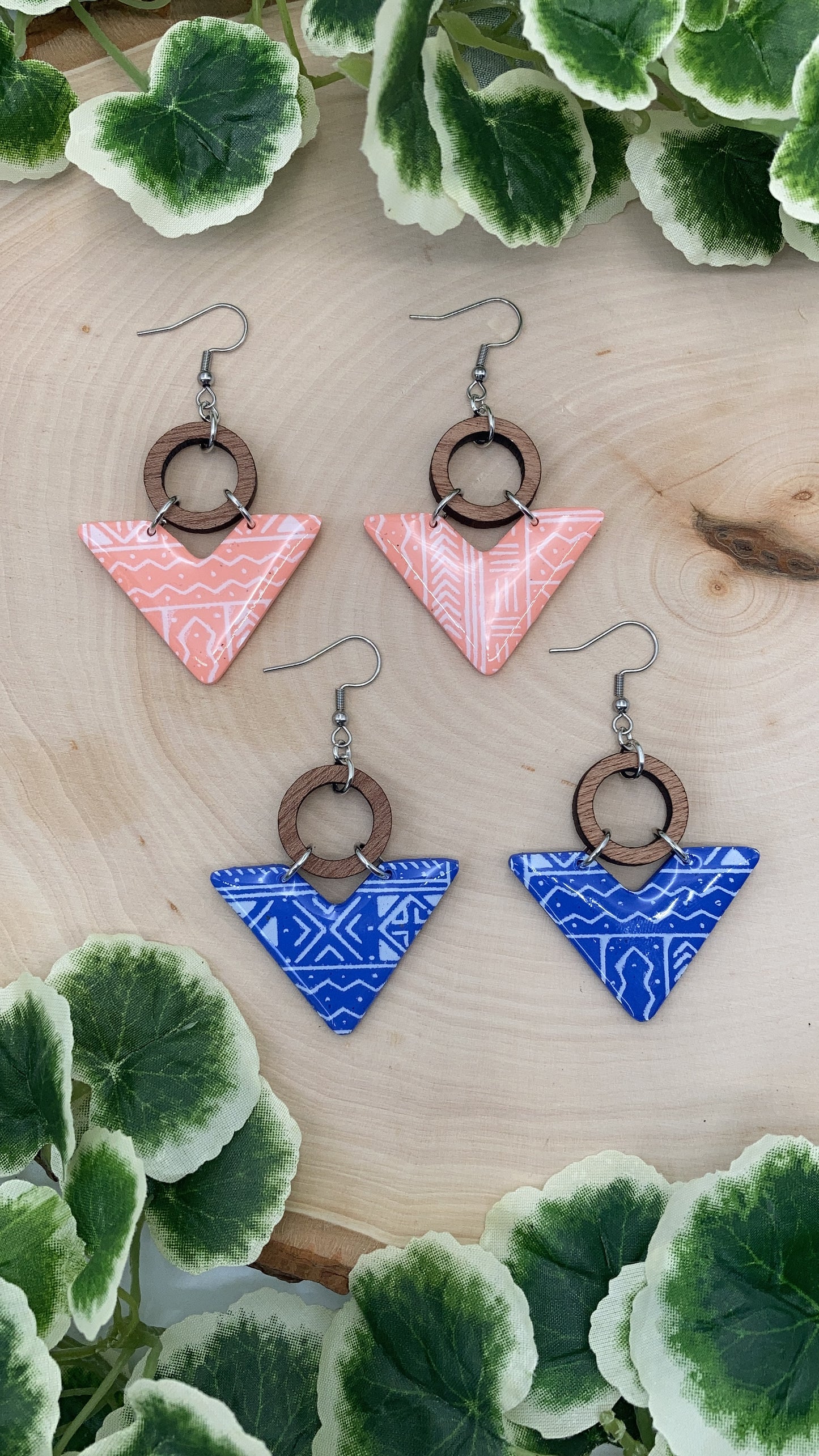 Chevron With Print - Nautical Collection Dangle Earrings