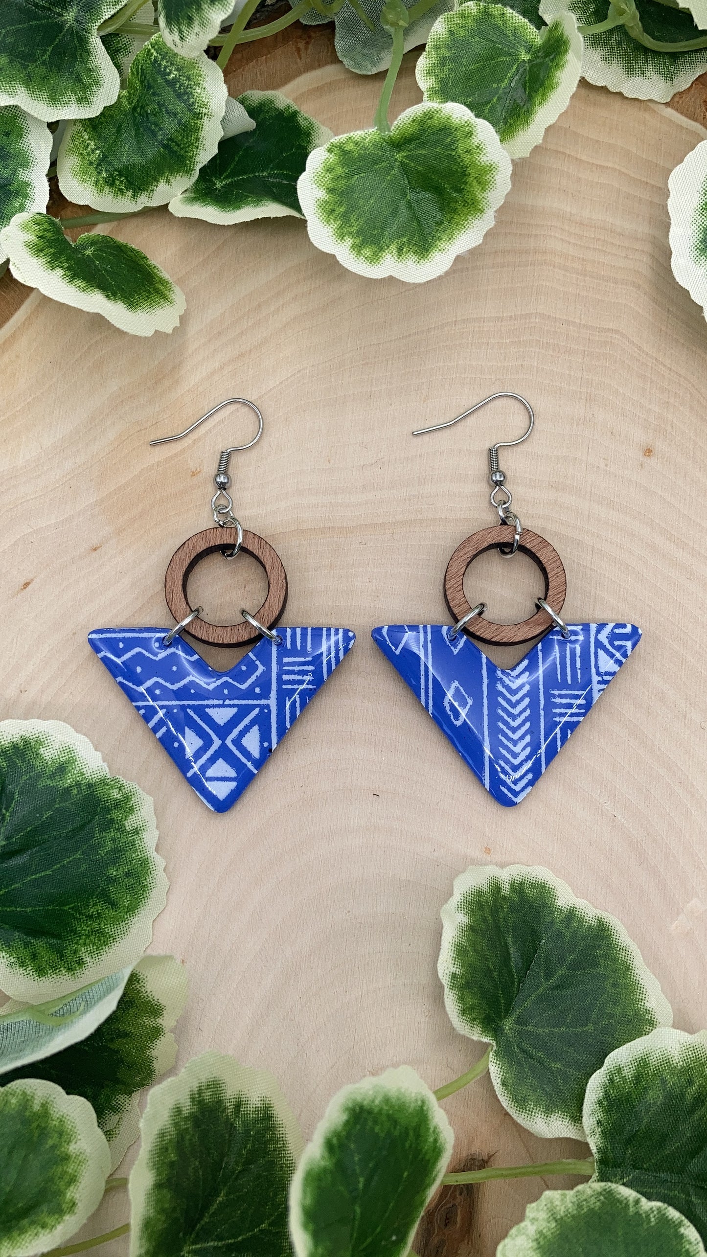 Chevron With Print - Nautical Collection Dangle Earrings