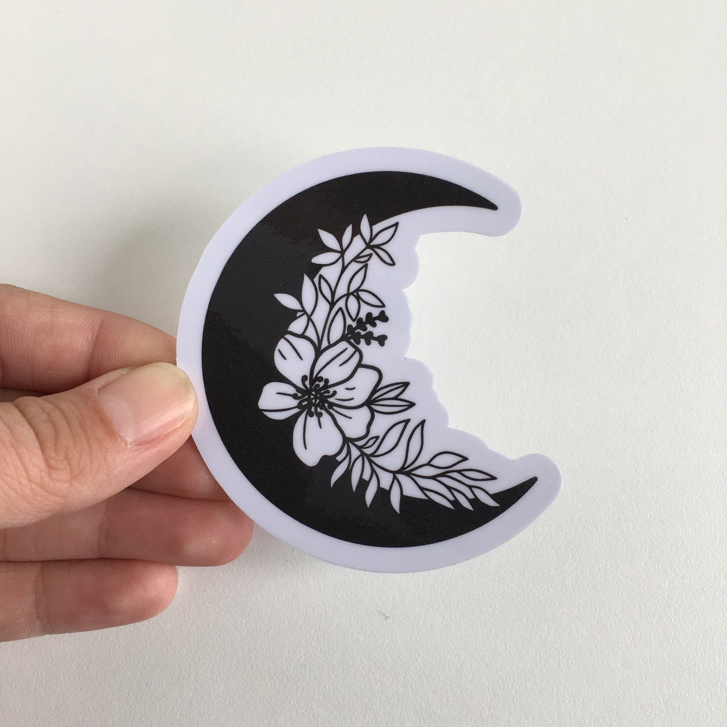 Floral Boho Moon Waterproof Vinyl Sticker