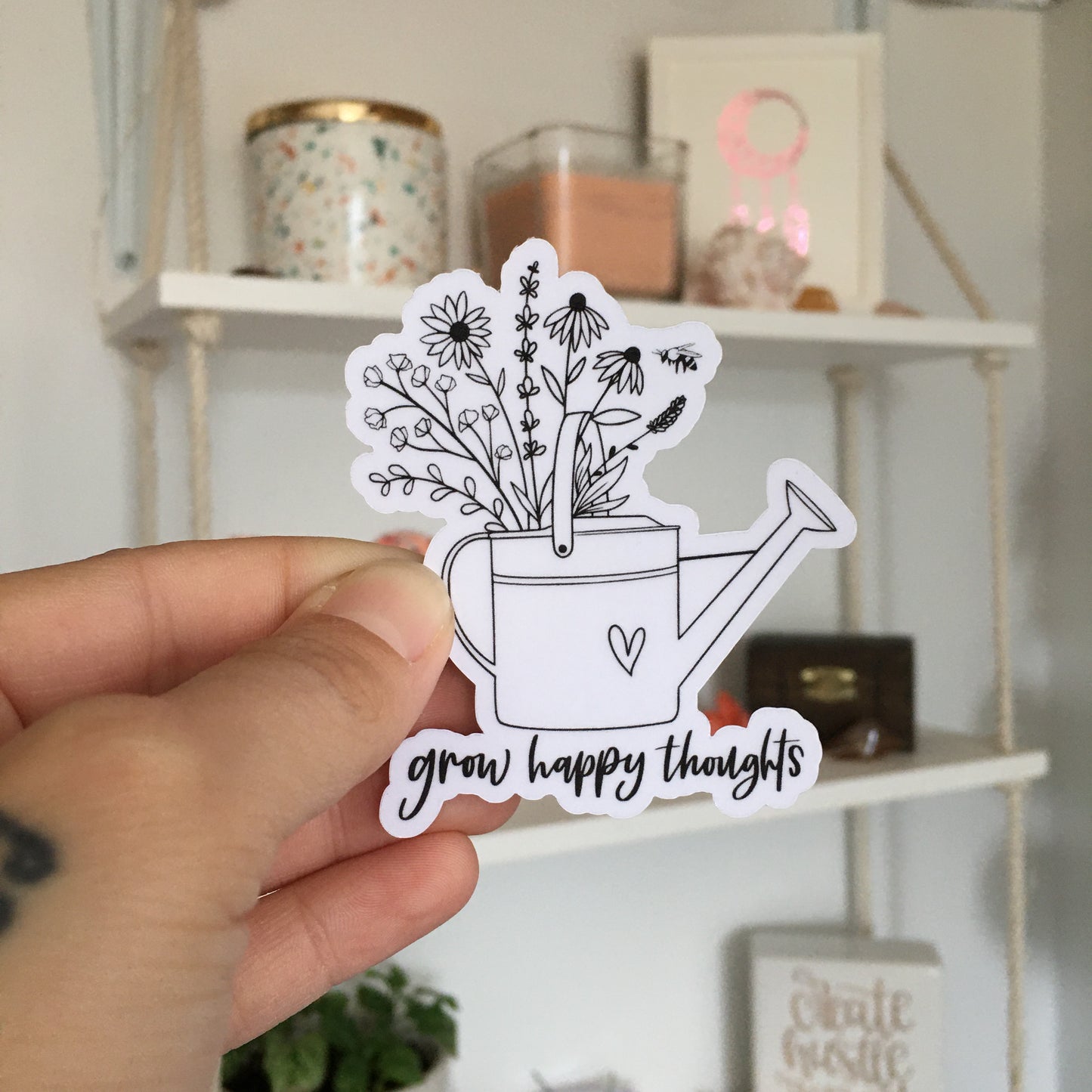 Grow Happy Thought Waterproof Vinyl Sticker