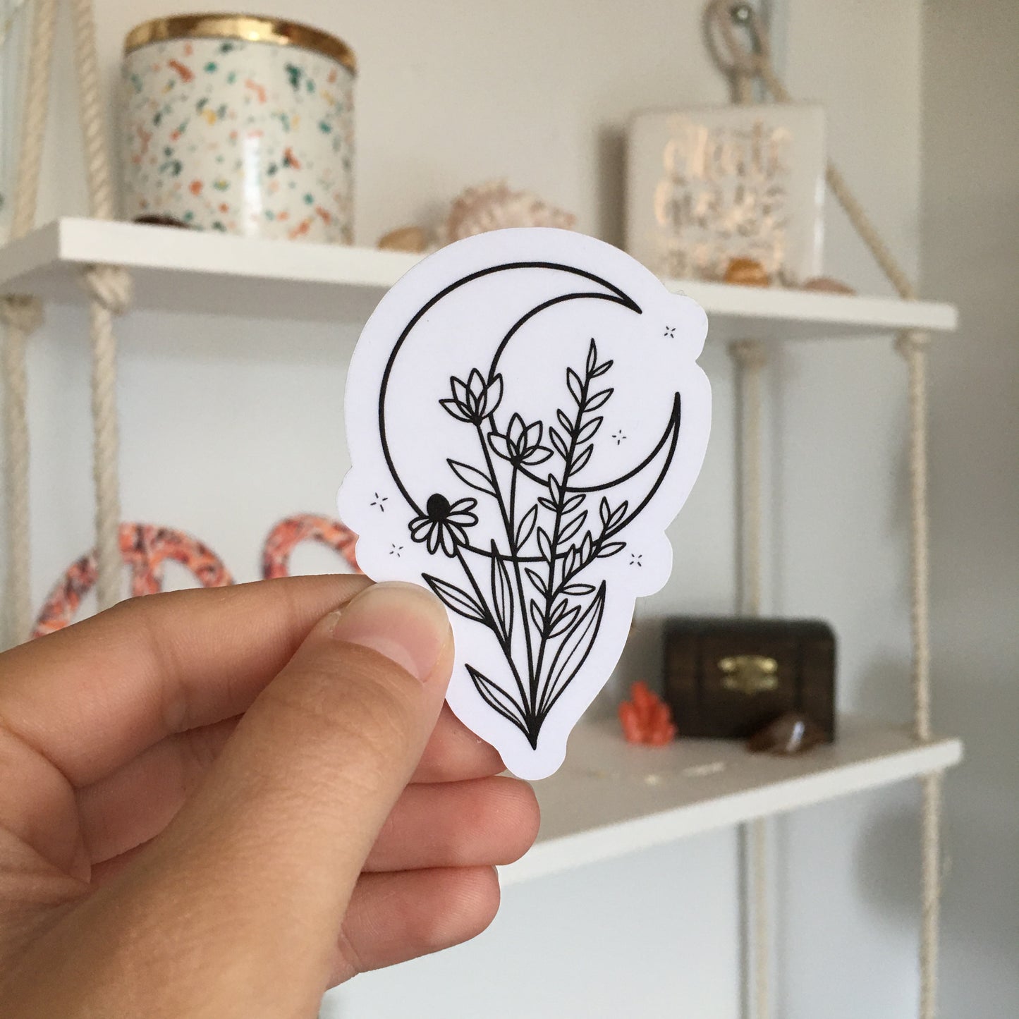 Botanical Moon Vinyl Sticker