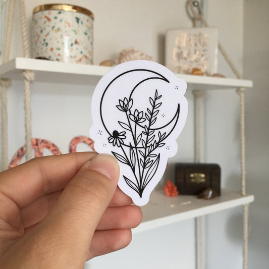 Botanical Moon Vinyl Sticker