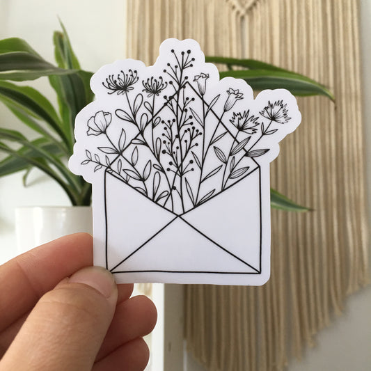 Envelope Of Flowers Waterproof Vinyl Sticker