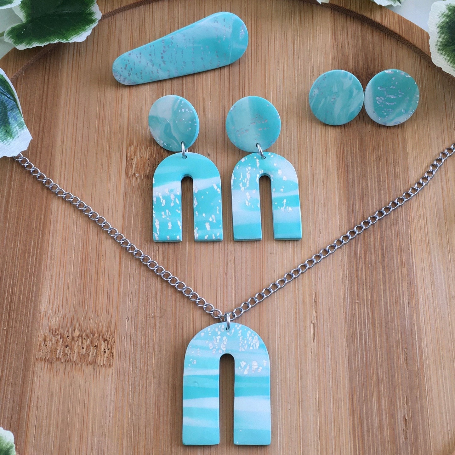 Teal Marble Jewelry Set