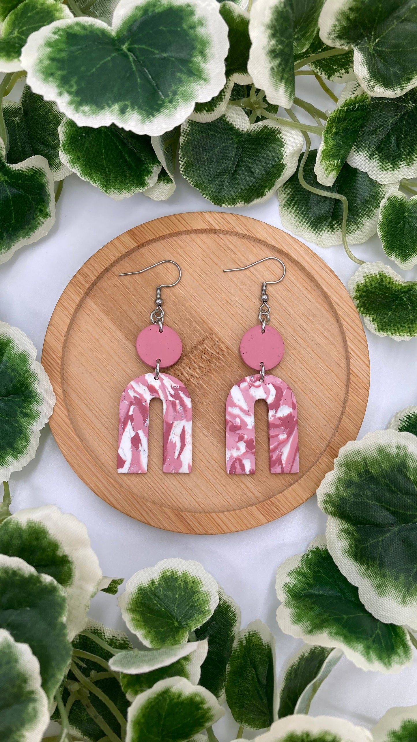 Pink & Purple Marbled Dangle Earrings