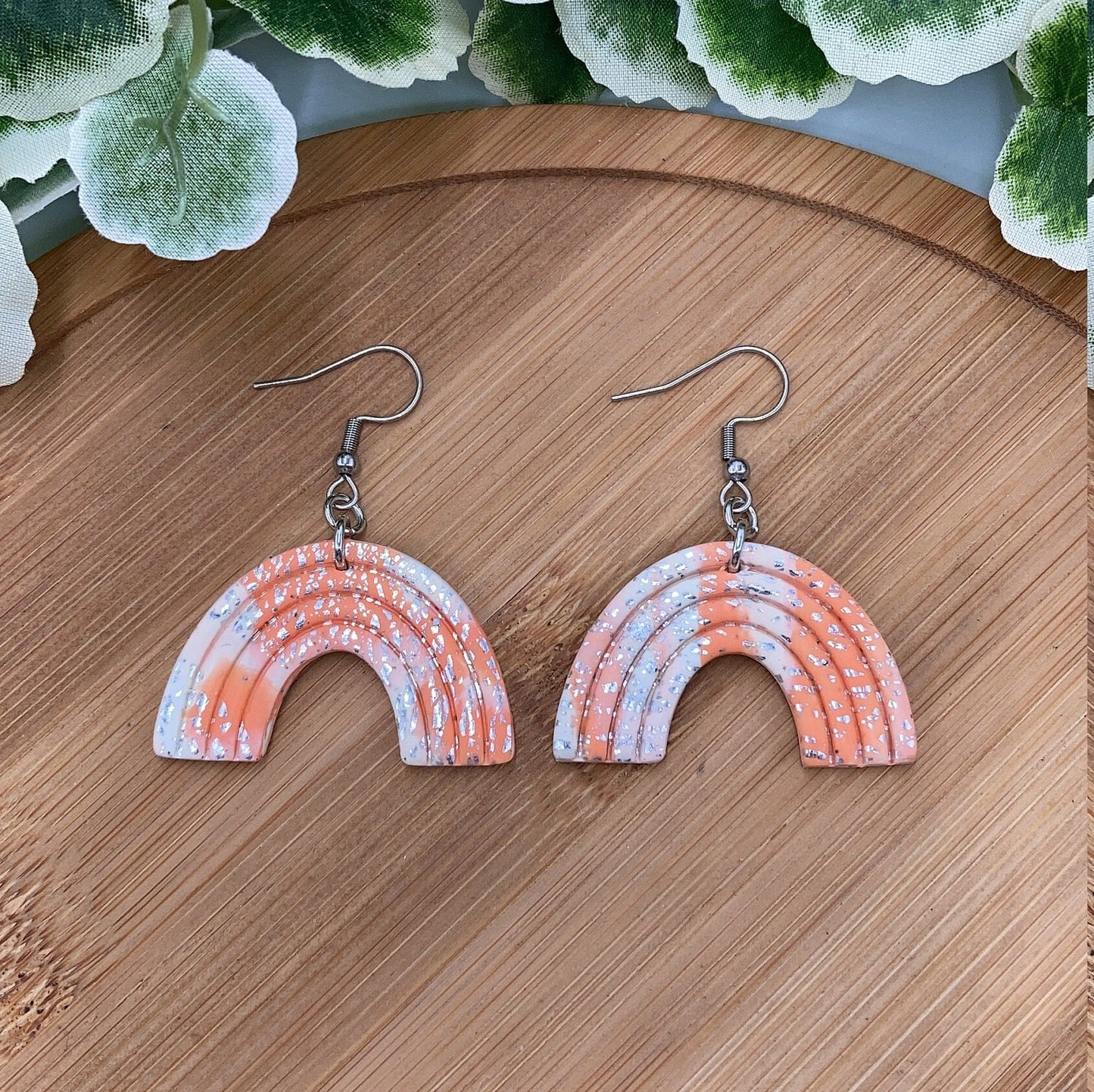 Embossed Marbled Rainbow Earrings