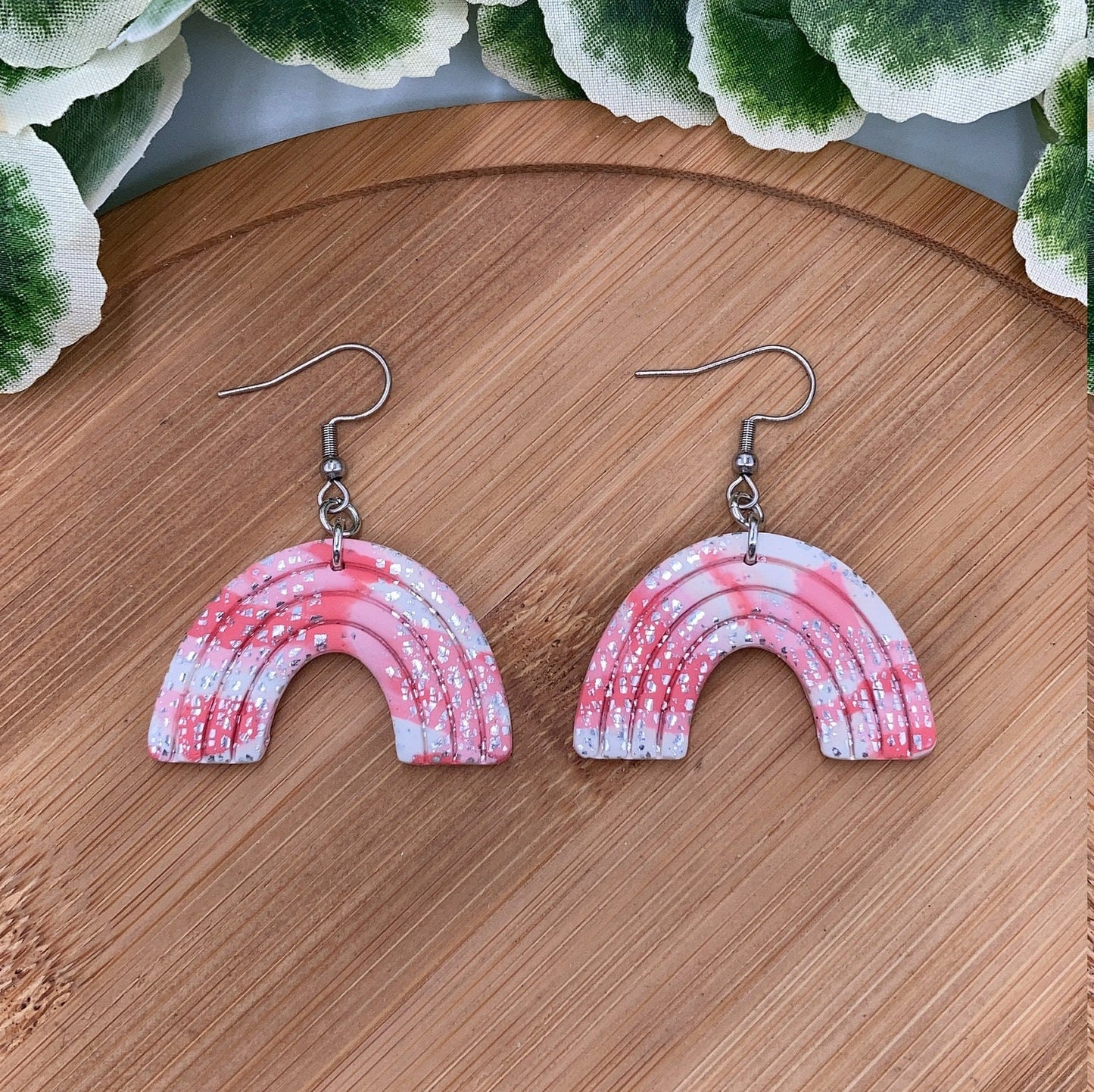 Embossed Marbled Rainbow Earrings